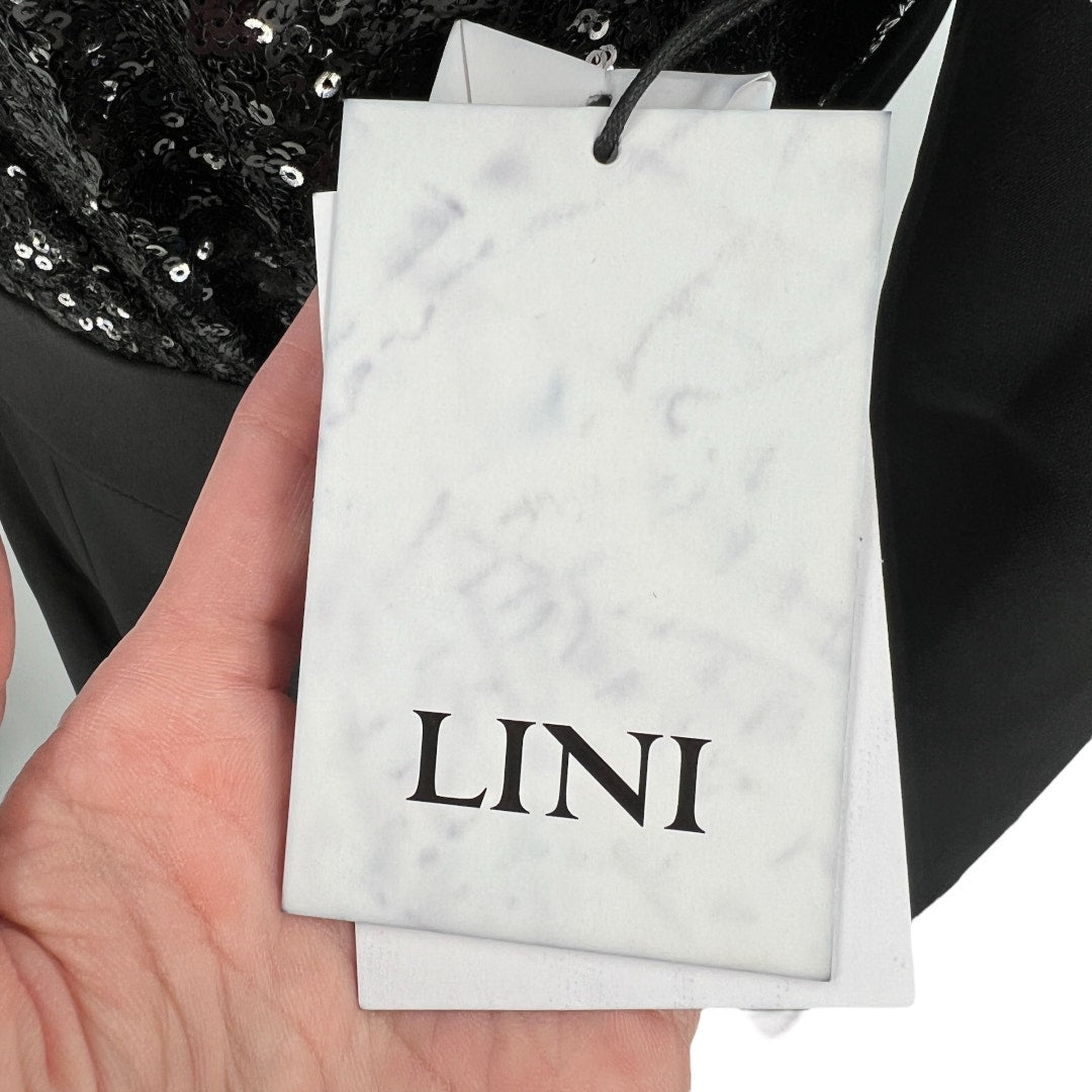 Lini Black Sequin Front V Neck Long Sleeve Jumpsuit