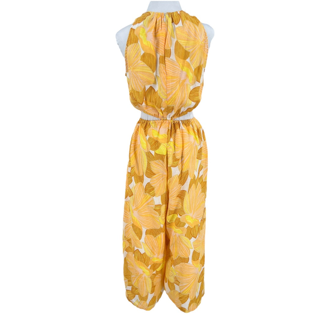 Faithfull The Brand Majorie Yellow Floral Print Linen Jumpsuit