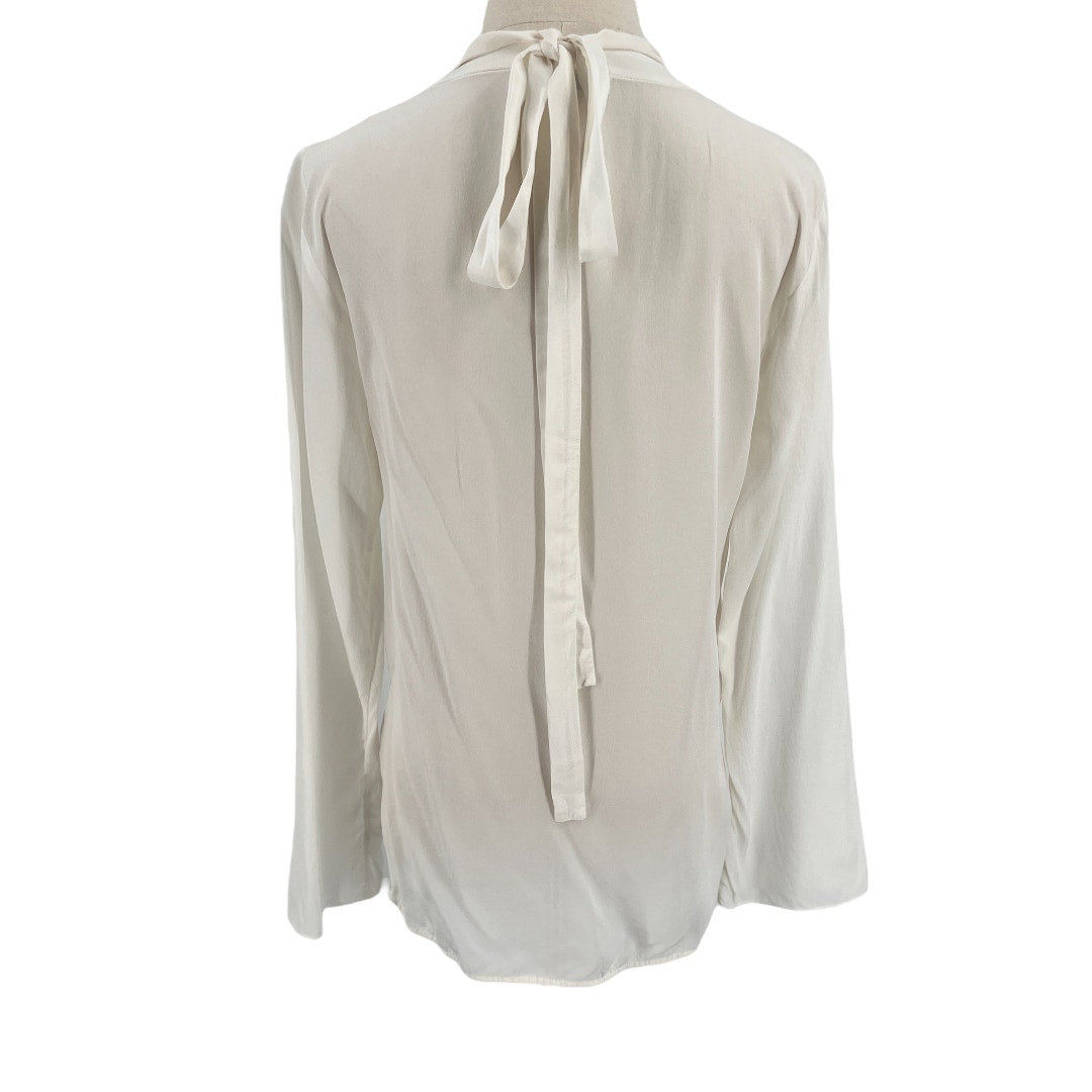 Sandro Silk V Neck Long Sleeve Blouse