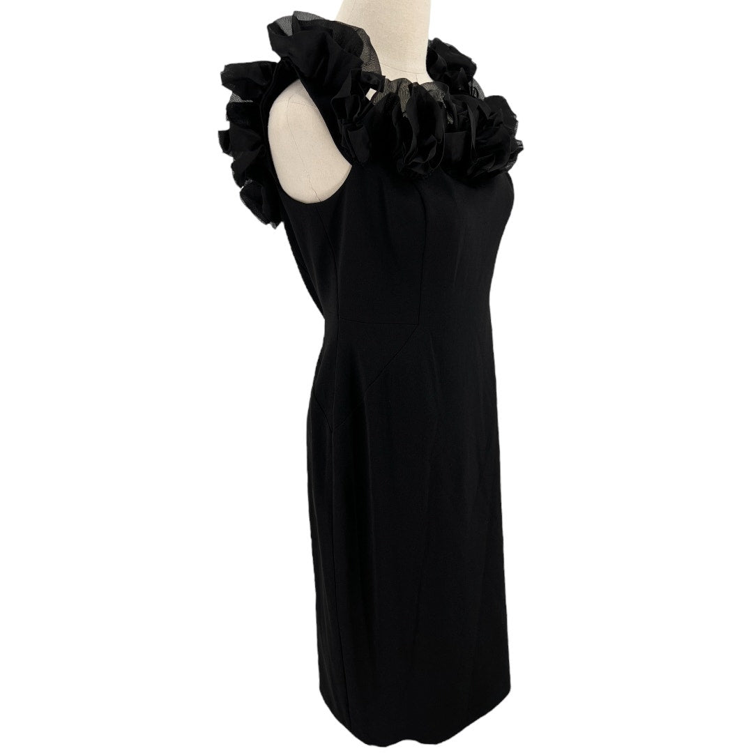 Aidan Mattox Ruffled Off The Shoulder Short Black Dress