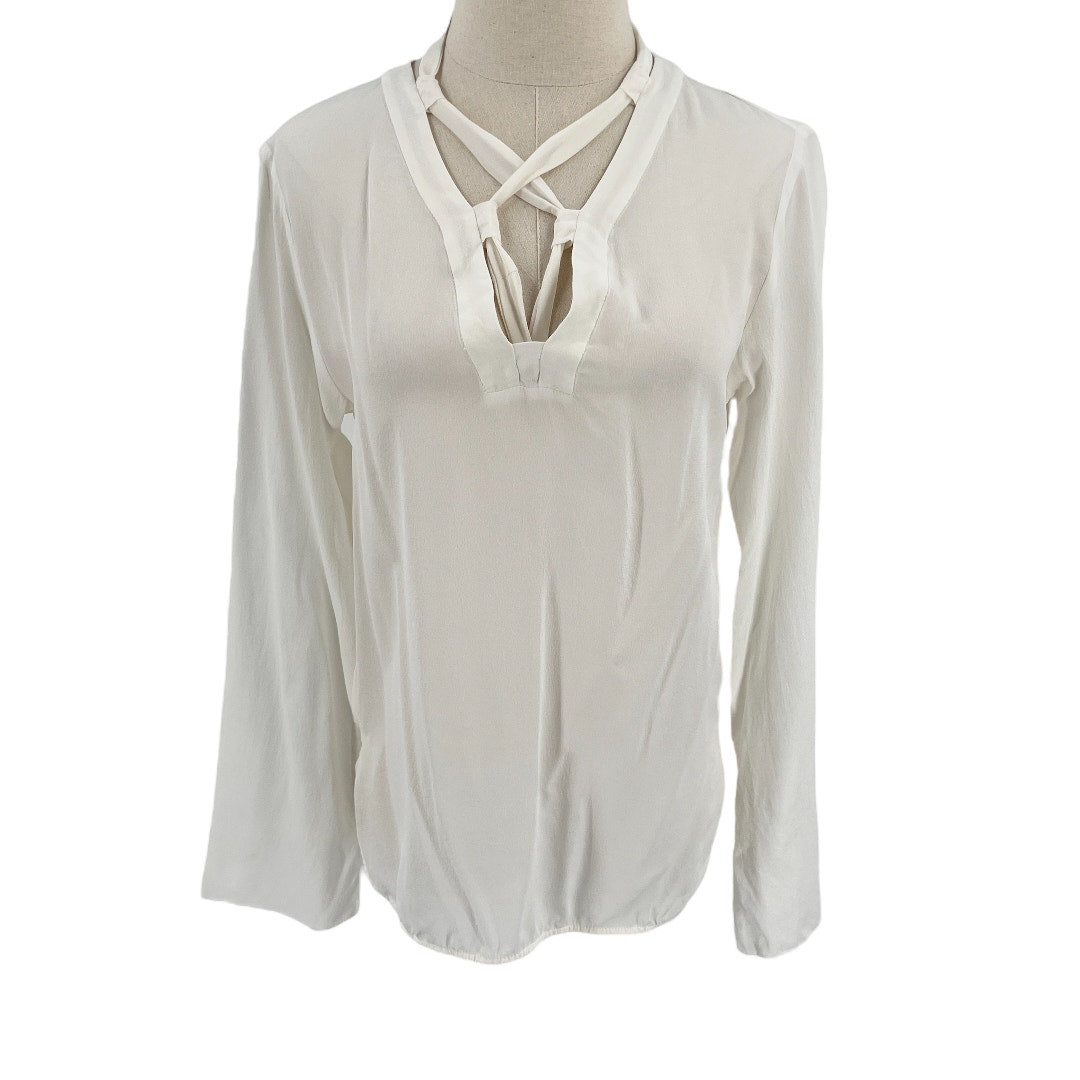 Sandro Silk V Neck Long Sleeve Blouse