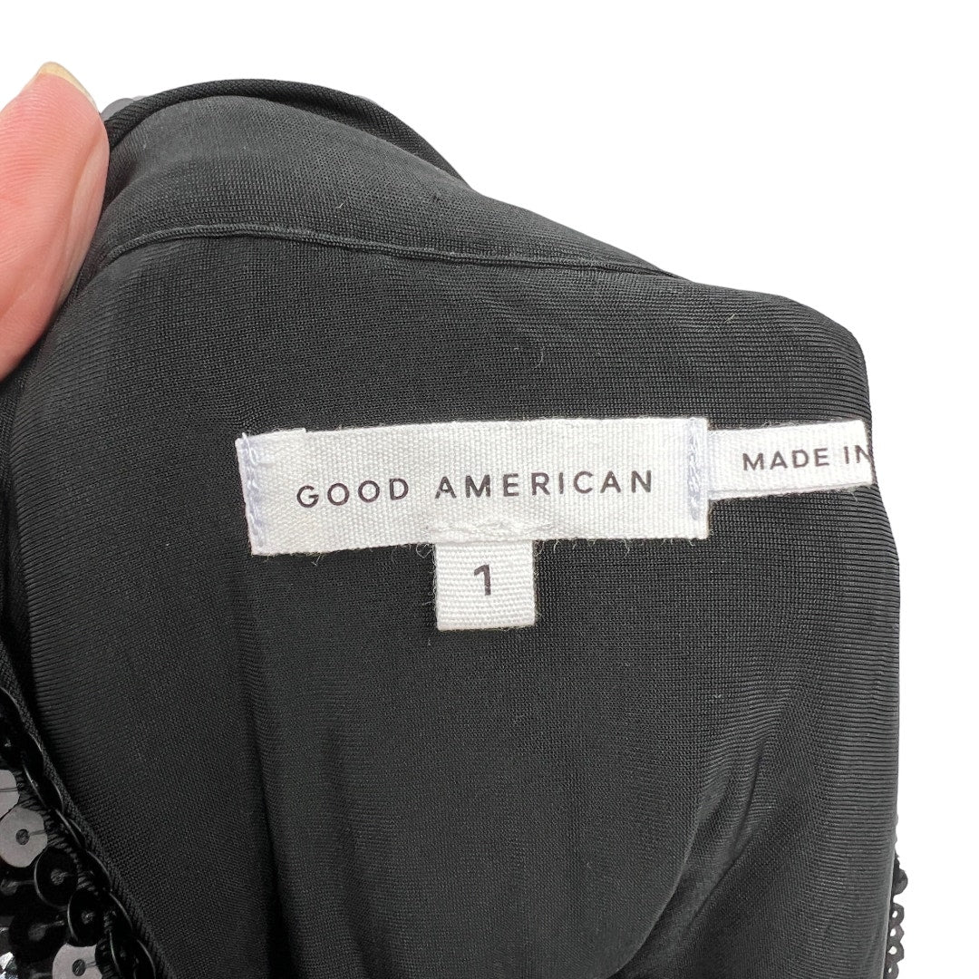 Good American Black Sequin Party Shirt