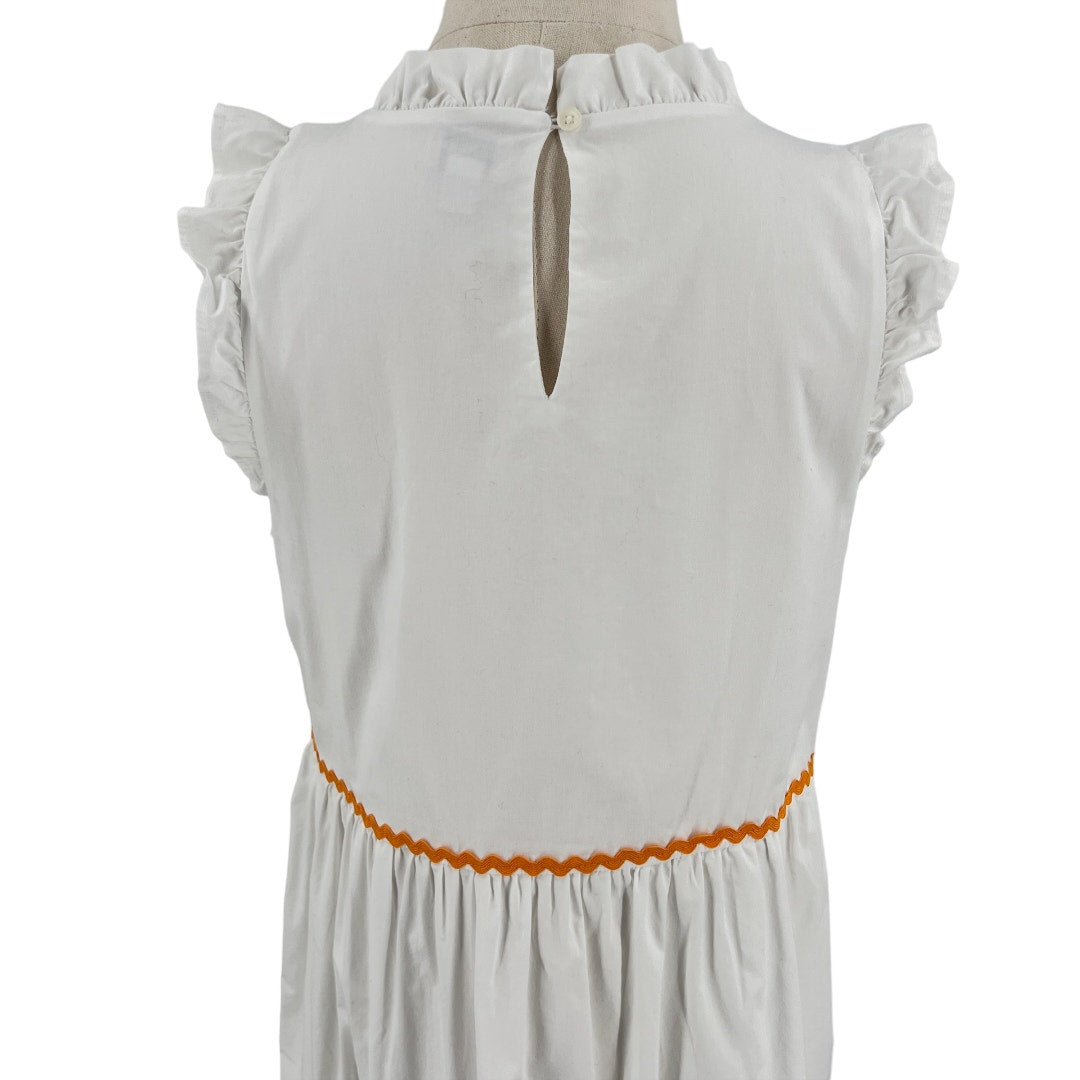 J. Crew Tiered Midi White Ruffle Dress With Rickrack Trim