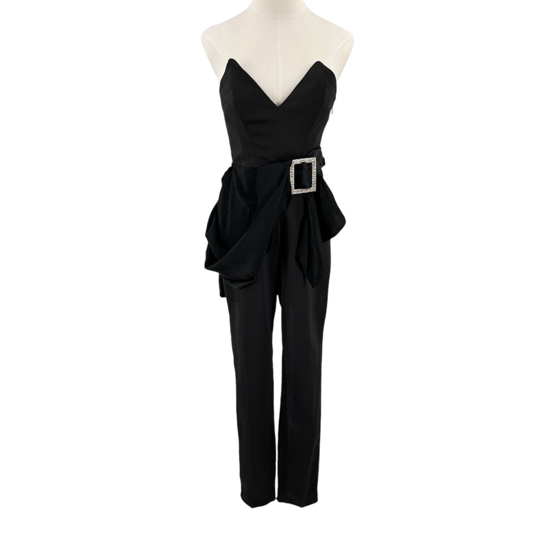 House of CB Willow Black Satin Jumpsuit