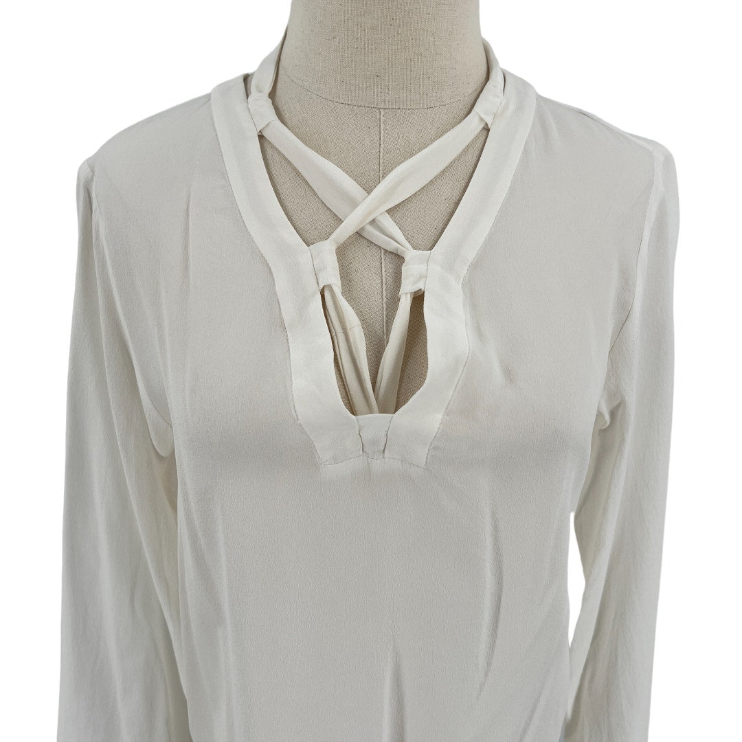 Sandro Silk V Neck Long Sleeve Blouse