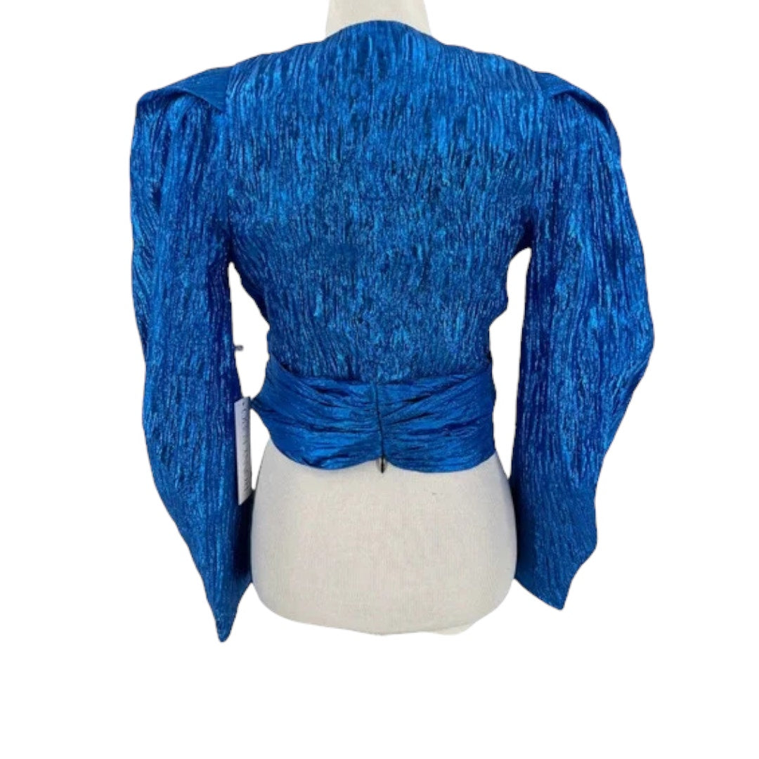 Ronny Kobo Metallic Cobalt Blue Jaden Blouse Top