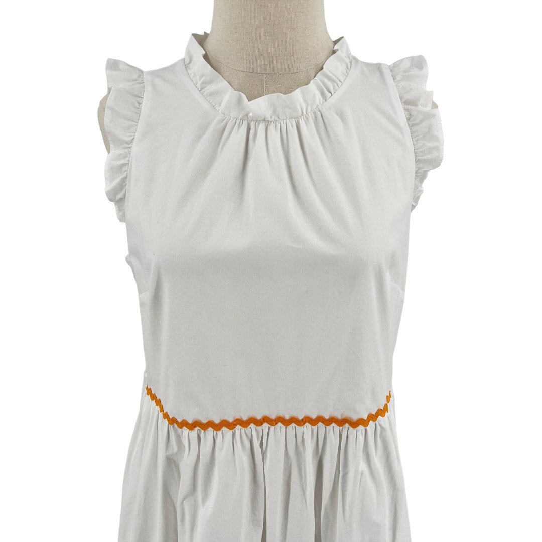 J. Crew Tiered Midi White Ruffle Dress With Rickrack Trim