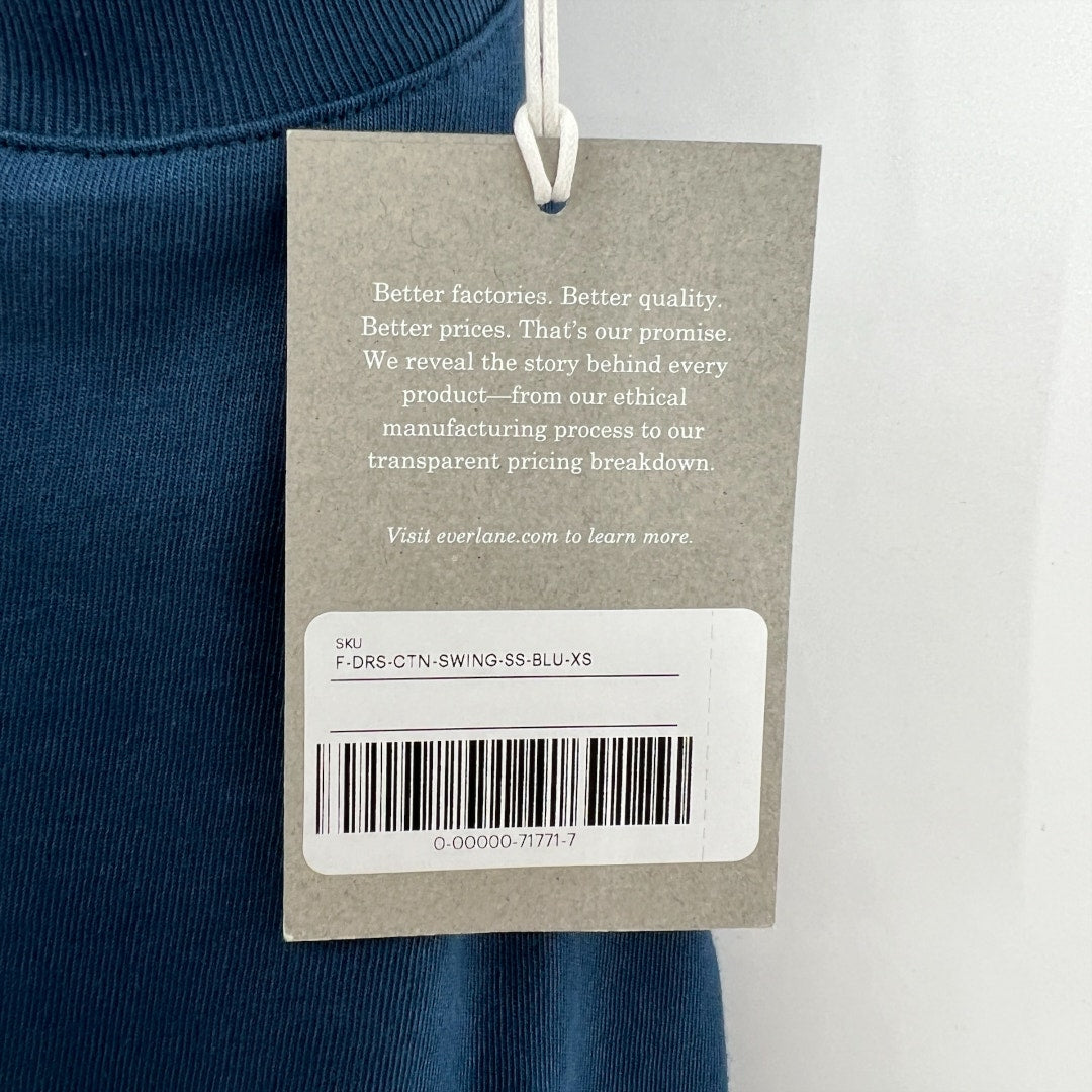 Everlane Cotton Short Sleeve Blue Swing Dress