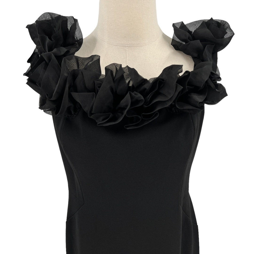 Aidan Mattox Ruffled Off The Shoulder Short Black Dress