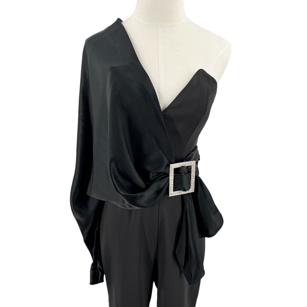 House of CB Willow Black Satin Jumpsuit