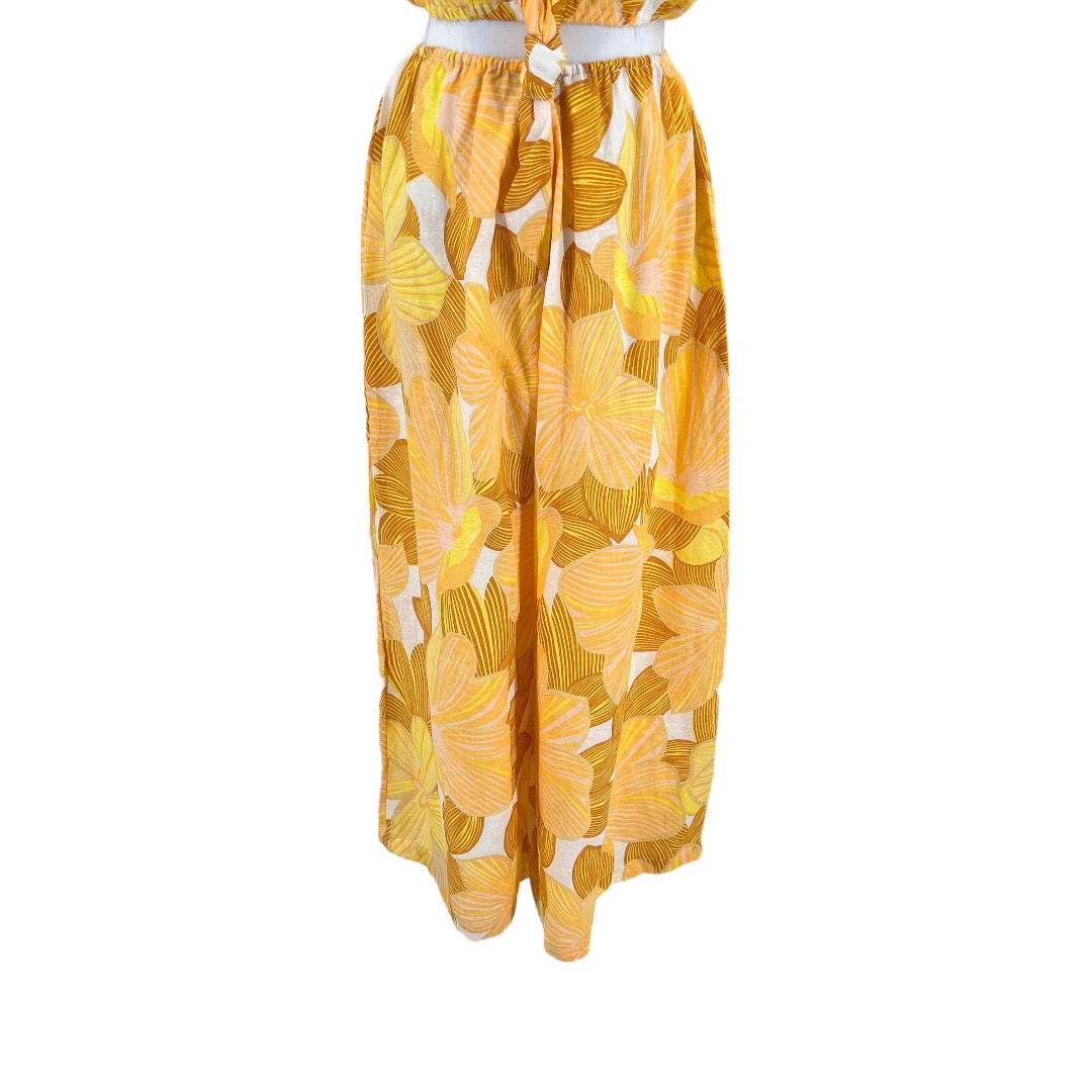 Faithfull The Brand Majorie Yellow Floral Print Linen Jumpsuit