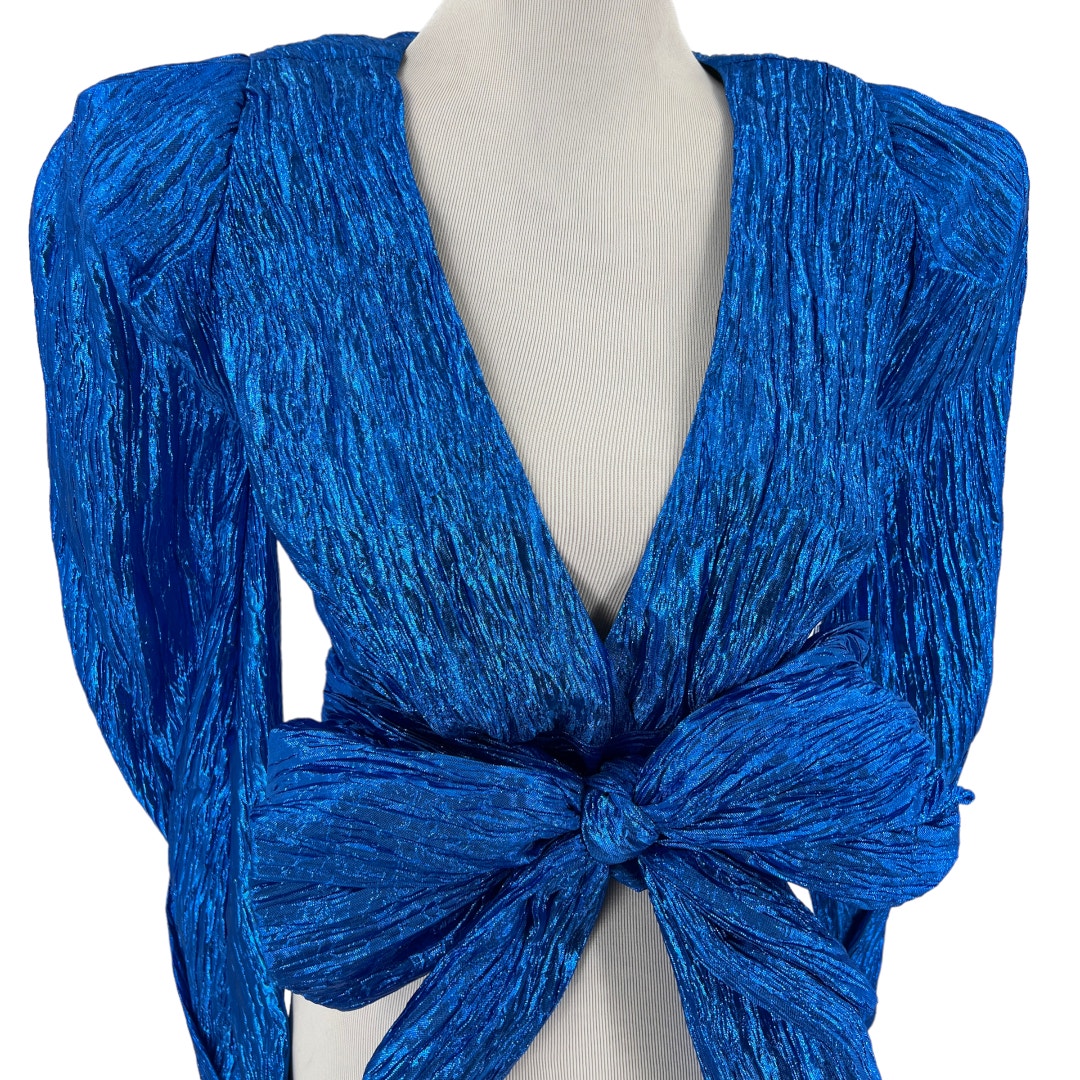 Ronny Kobo Metallic Cobalt Blue Jaden Blouse Top